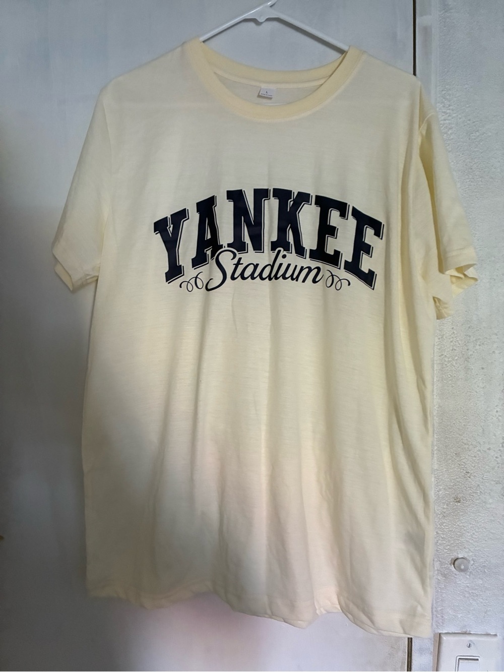 SHEIN Cream Short Sleeve 'YANKEE Stadium' Graphic Tee